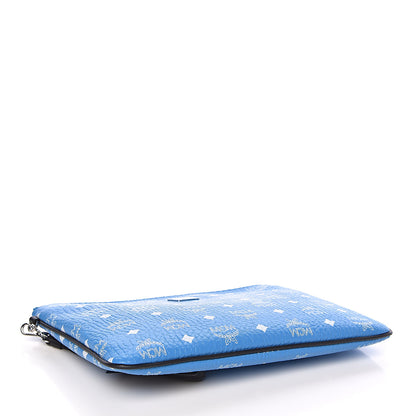 MCM Visetos Wristlet Zip Pouch Blue 4 of 9