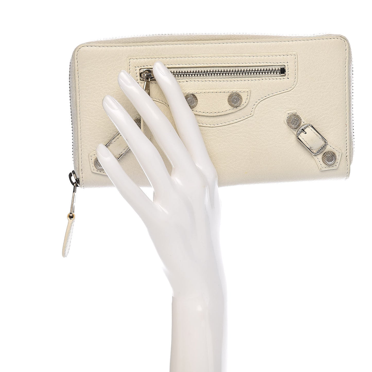 Agneau Giant 12 Silver Hardware Continental Zip Around Wallet White