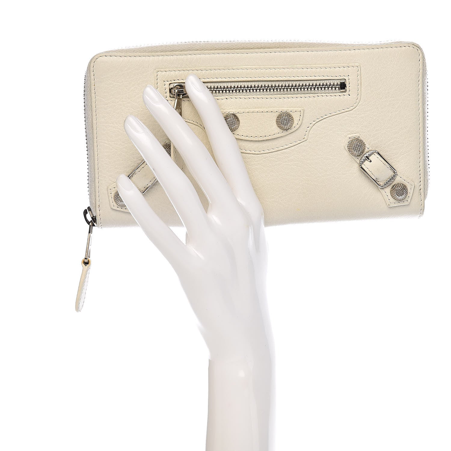Balenciaga Agneau Giant 12 Silver Hardware Continental Zip Around Wallet White 2 of 7