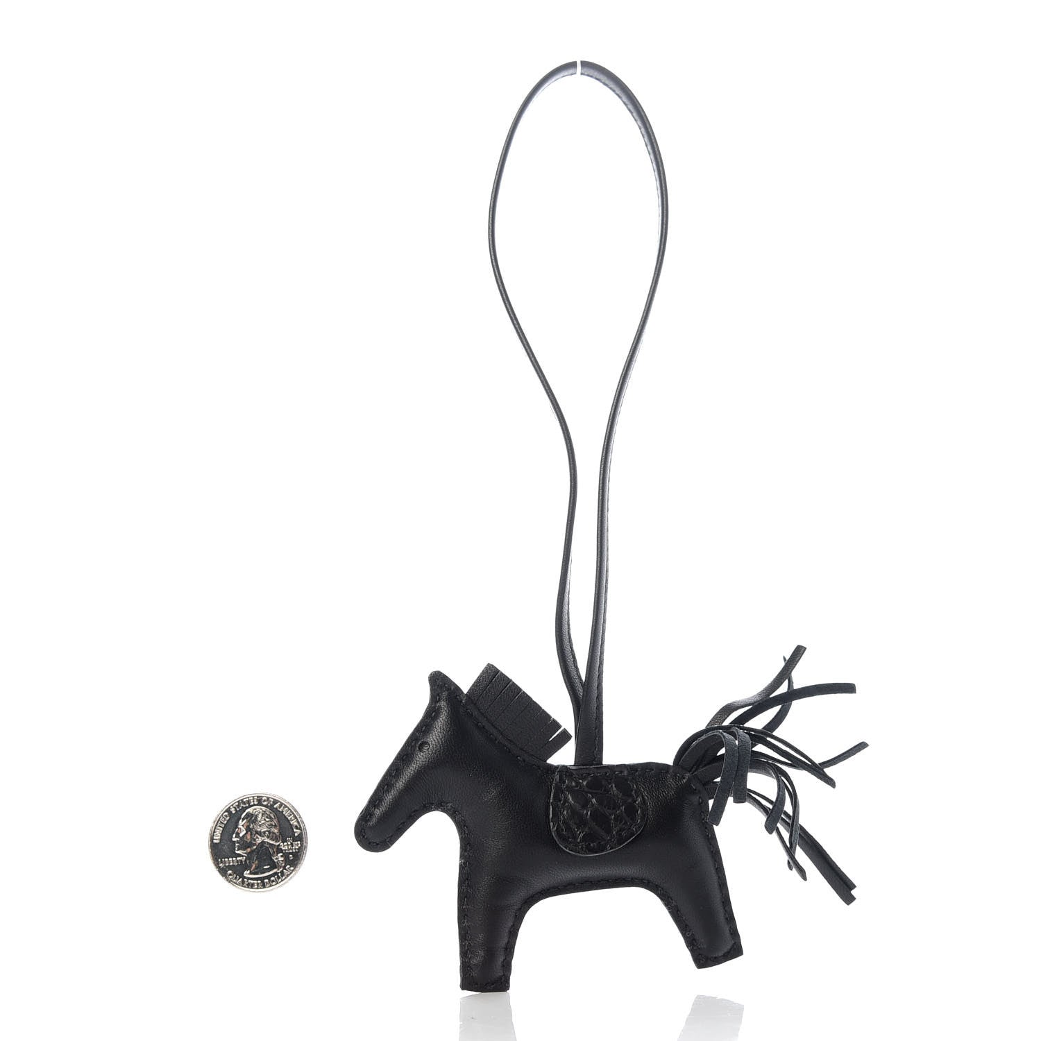 Hermes Milo Lambskin Matte Alligator Touch Grigri Rodeo Horse Bag Charm PM So Black 2 of 4