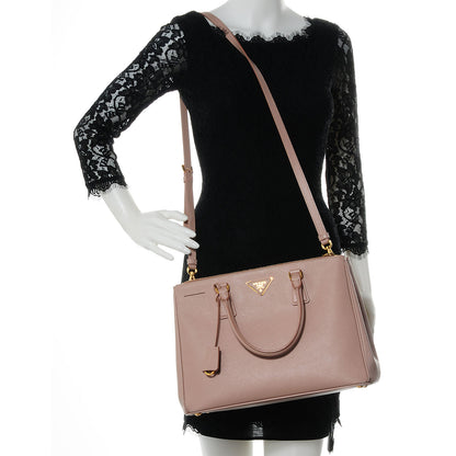 Prada Saffiano Lux Medium Double Zip Tote Cammeo 2 of 9