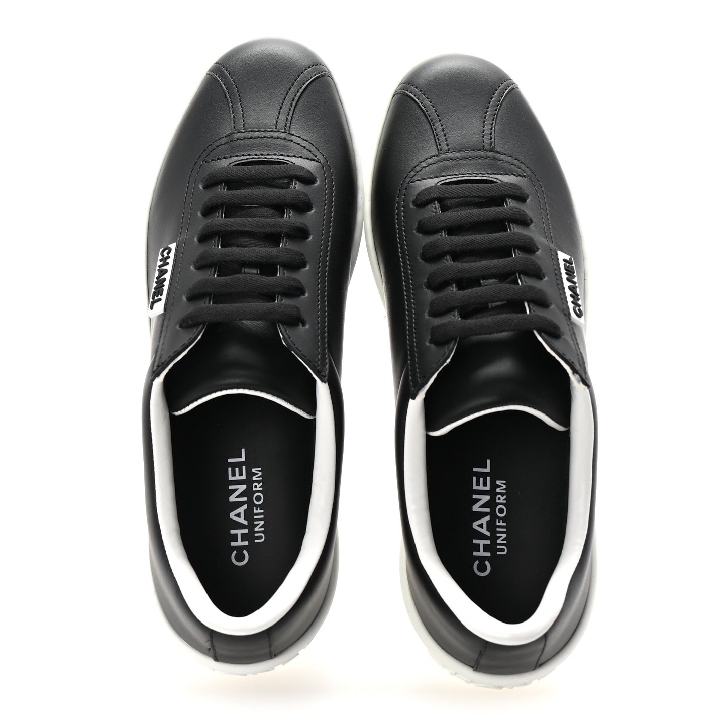 Calfskin CC Uniform Womens Sneakers 37.5 Black