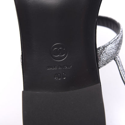 Chanel Metallized Goatskin Pearl CC Thong Sandals 40 Silver 7 of 7