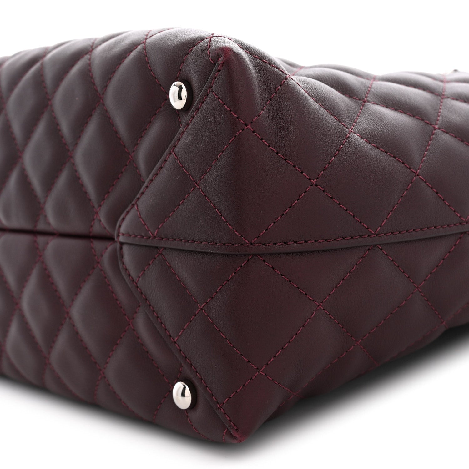 Chanel Calfskin Quilted Large Shopping Tote Burgundy 9 of 10