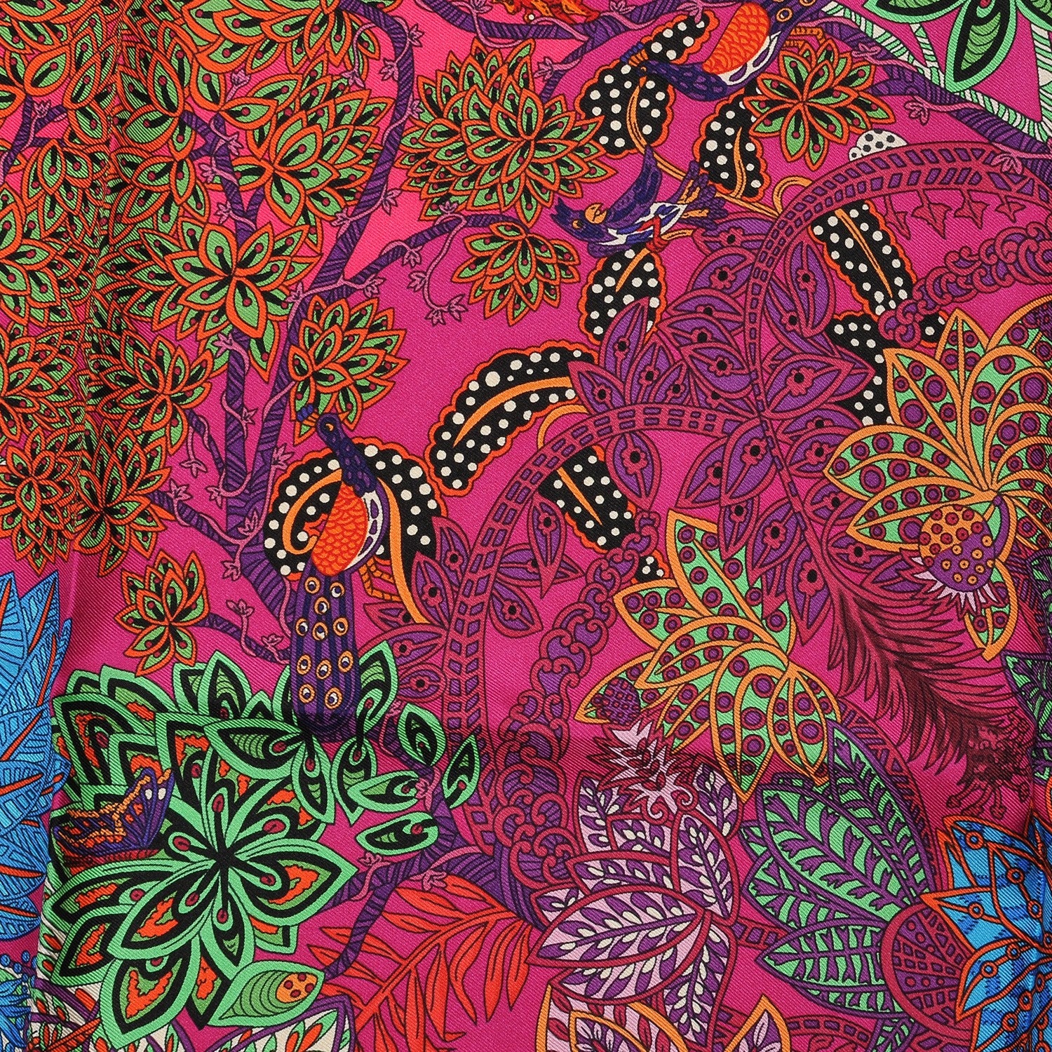 Hermes Silk Maitres de la Foret Scarf 90 Rose Indien Vert Bleu 4 of 6