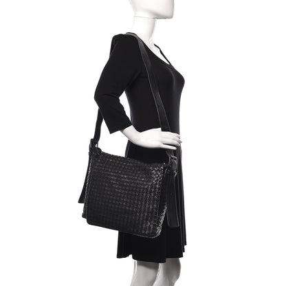 Bottega Veneta Light Calf Intrecciato Crossbody Messenger Bag Black 2 of 13
