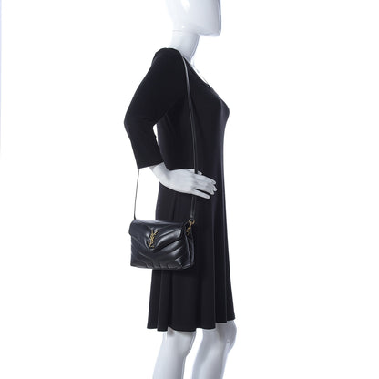 Saint Laurent Calfskin Y Quilted Monogram Toy Loulou Crossbody Bag Black 2 of 8