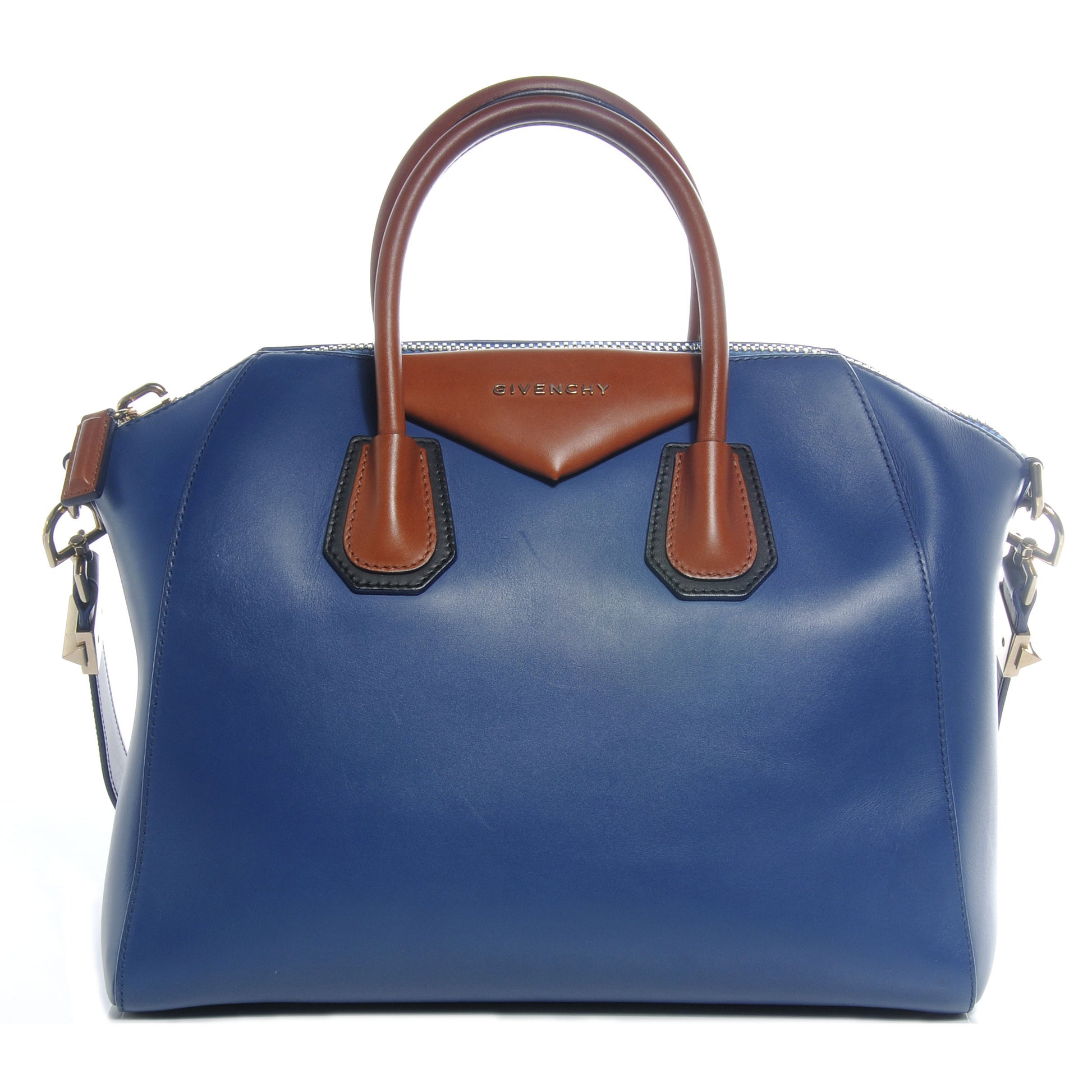 Givenchy Calfskin Medium Bi-Color Antigona Bright Blue Camel 1 of 7