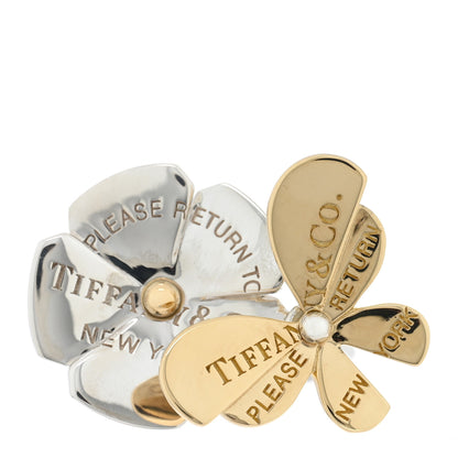 Tiffany 18K Yellow Gold Sterling Silver Return to Tiffany Love Bugs Butterfly Flower Ring 47 4 1 of 5