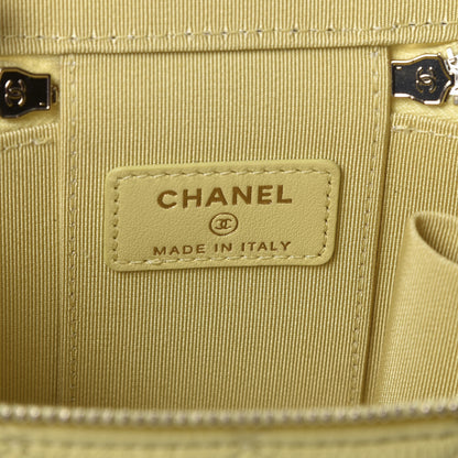 Chanel Caviar Quilted Mini Vanity Case With Chain Yellow 7 of 9