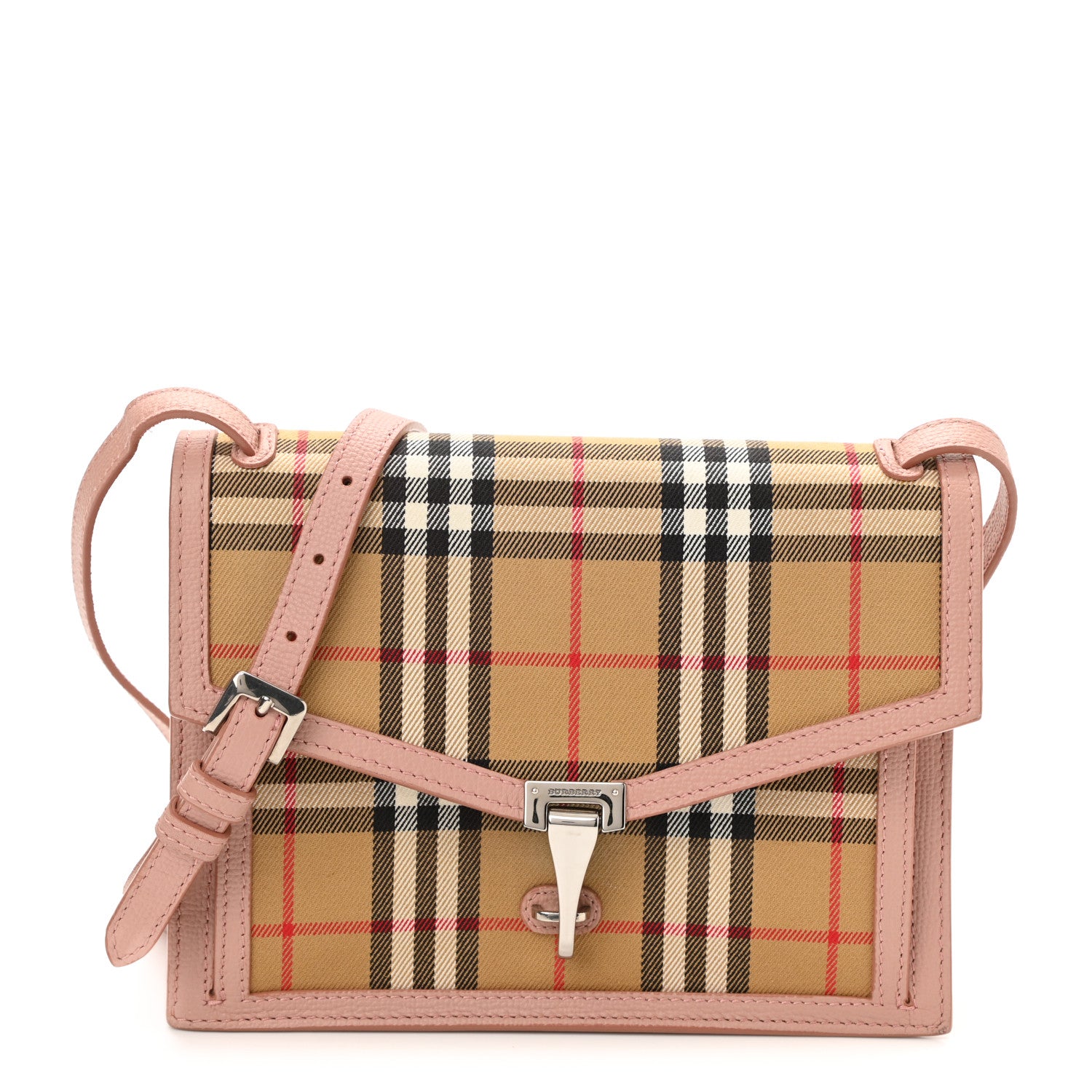 Burberry Grainy Calfskin Vintage Check Small Macken Crossbody Bag Ash Rose 1 of 12