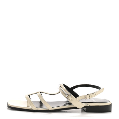 Gucci Calfskin Horsebit Divine Slingback Sandals 37.5 Mystic White 1 of 9