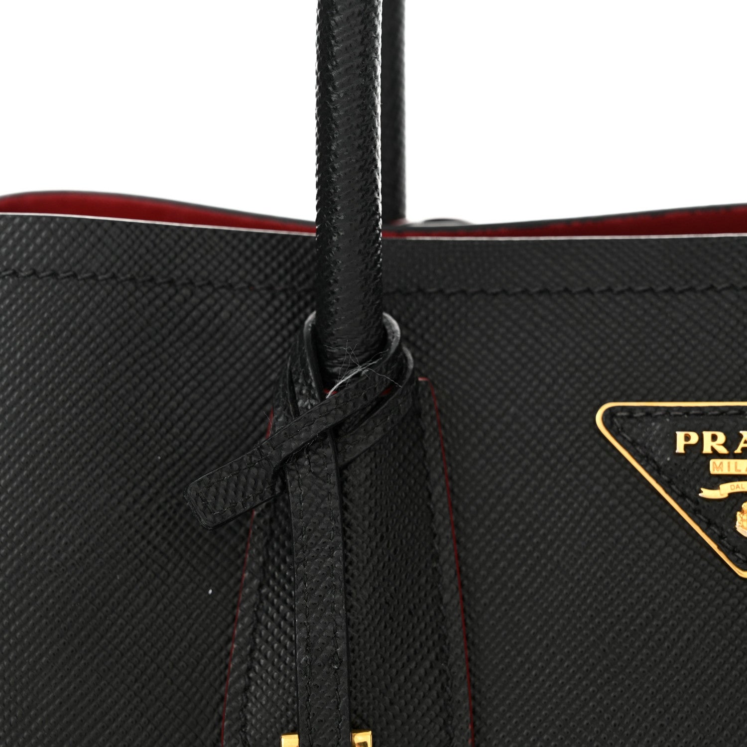 Prada Saffiano Cuir Small Double Bag Black Fuoco 15 of 16