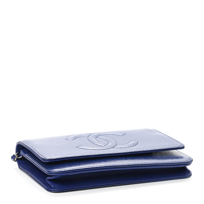 Chanel Patent Caviar Timeless CC Wallet on Chain WOC Blue 4 of 10
