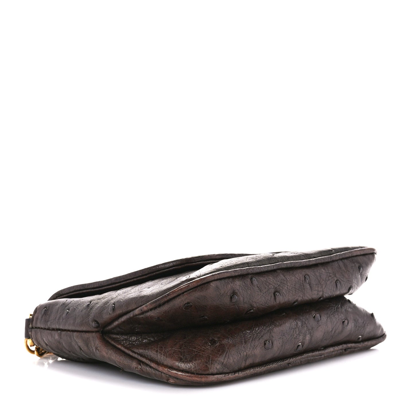Ostrich Small 1973 Chain Shoulder Bag Dark Brown