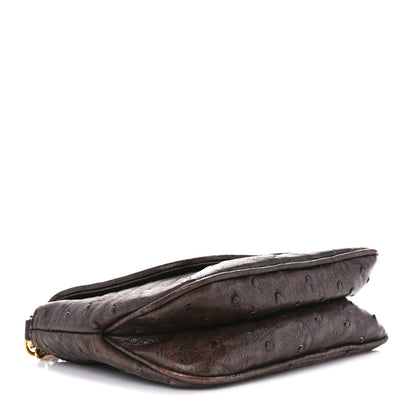 Gucci Ostrich Small 1973 Chain Shoulder Bag Dark Brown 4 of 11