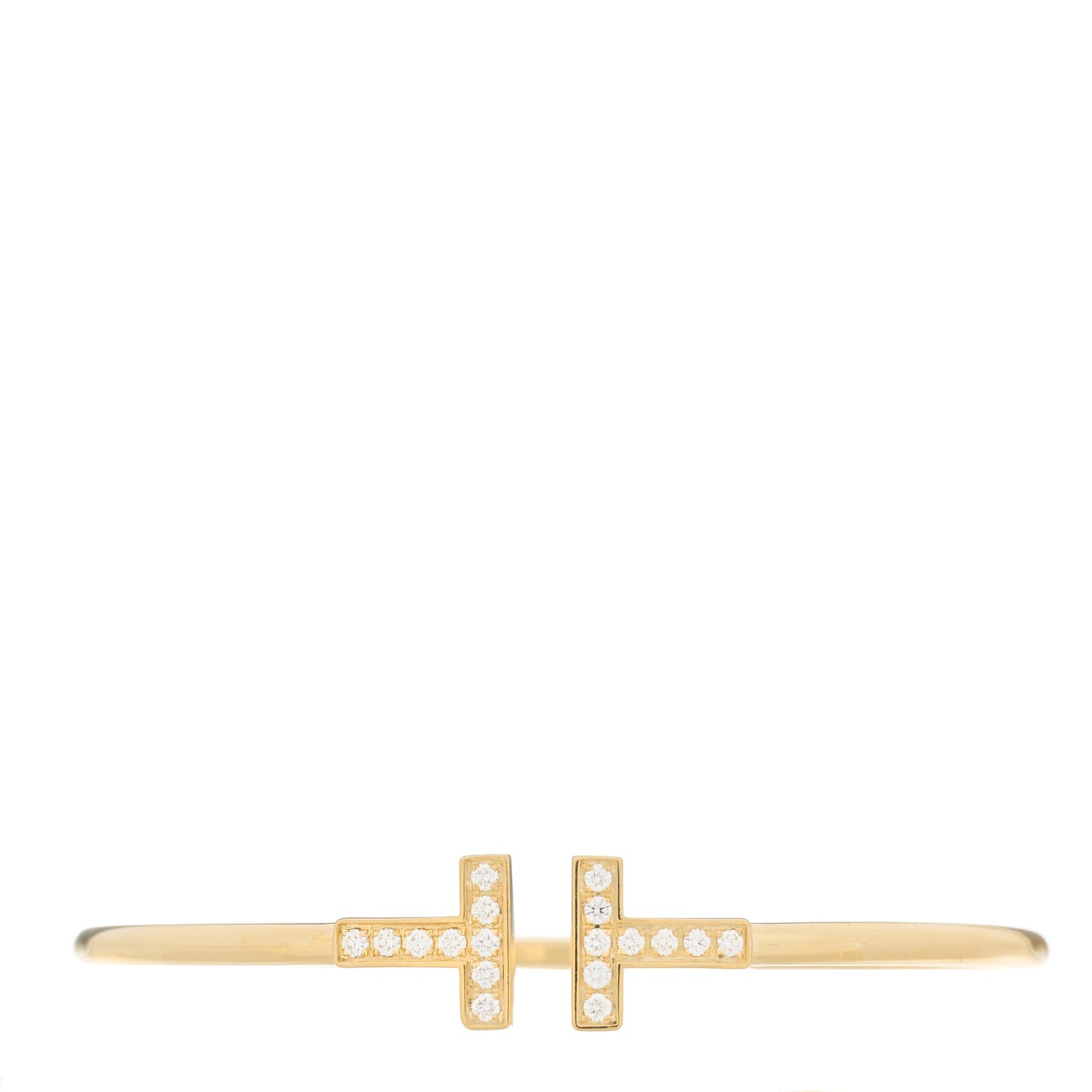 18K Yellow Gold Diamond T Wire Bracelet