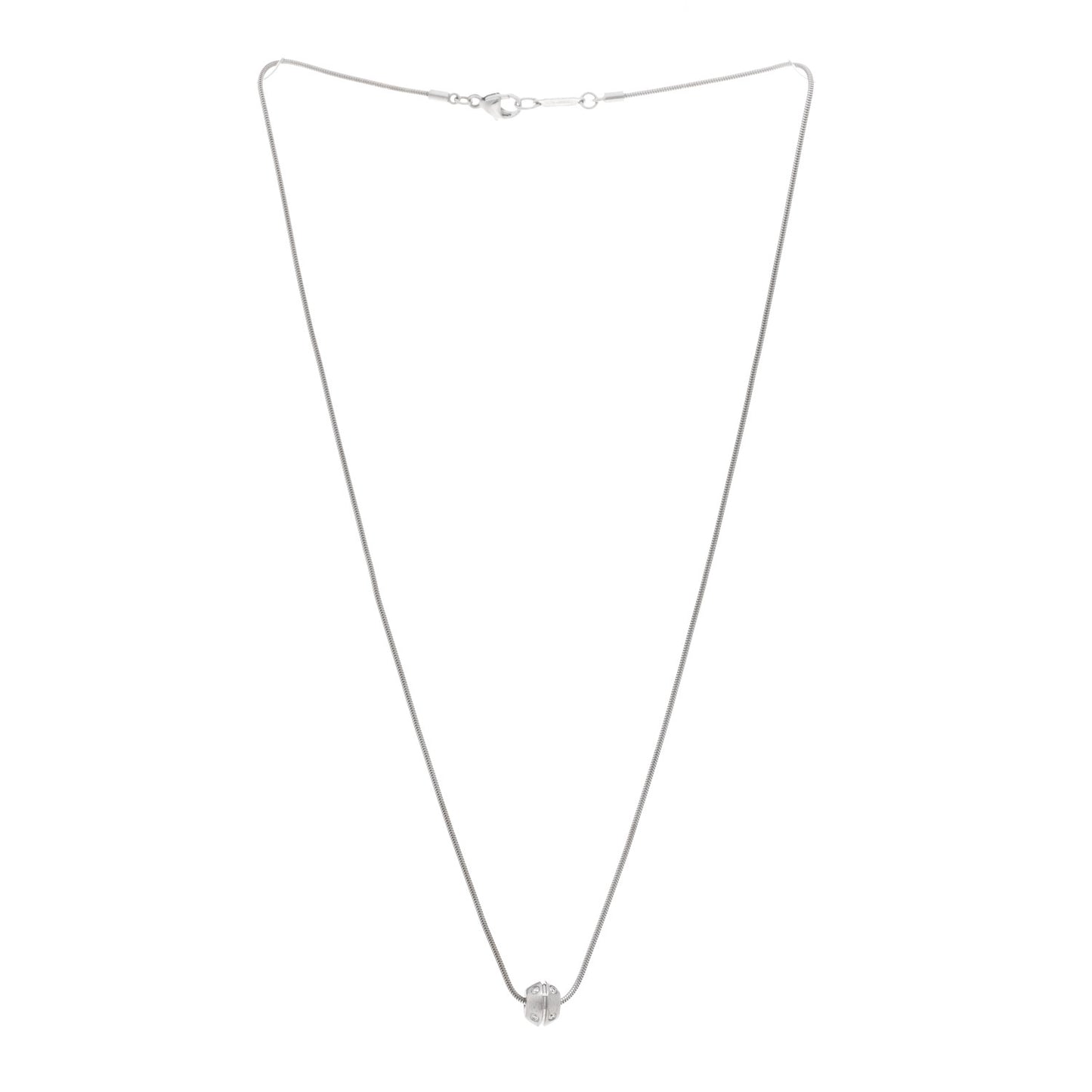 18K White Gold Diamond Streamerica Barrel Necklace