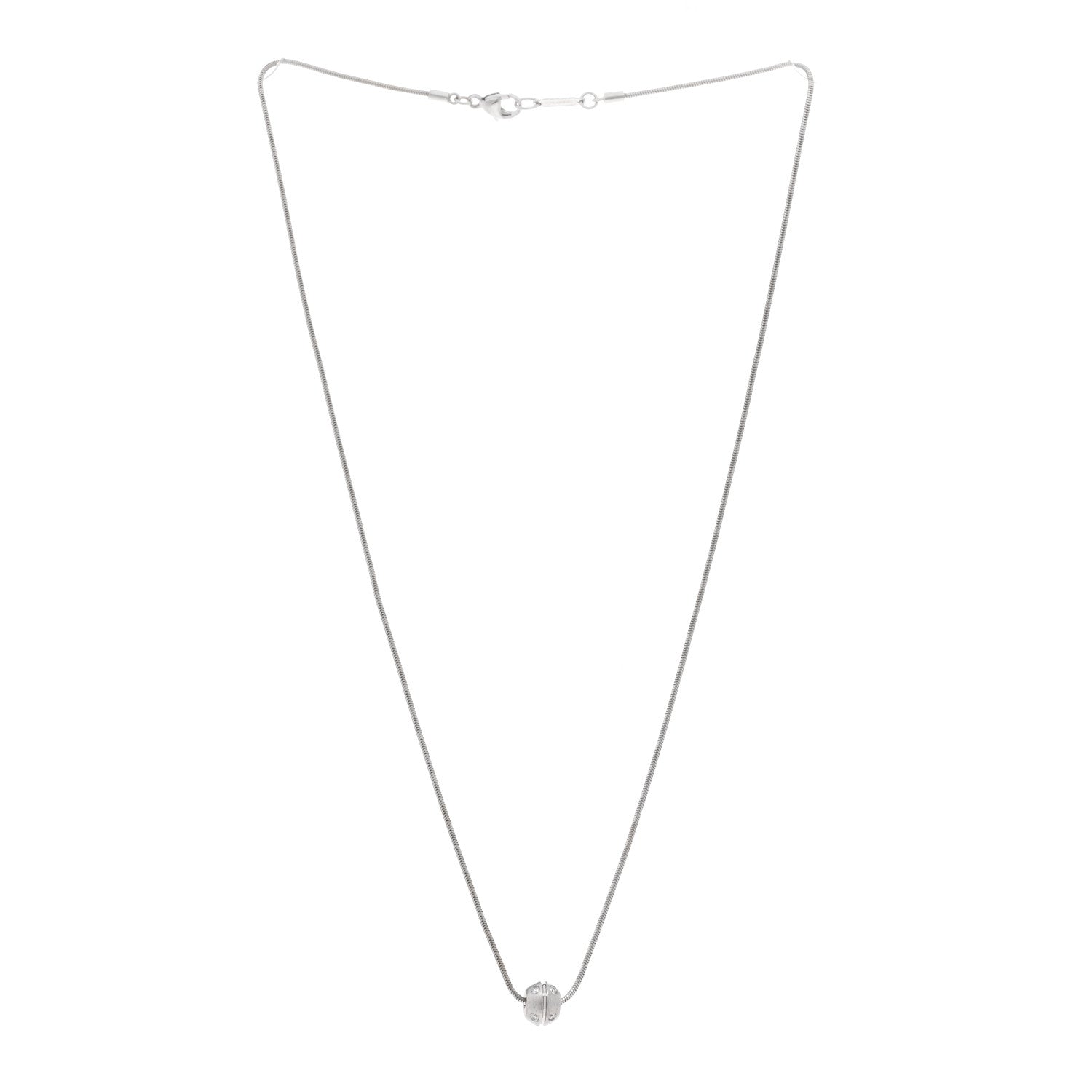 Tiffany 18K White Gold Diamond Streamerica Barrel Necklace 3 of 4