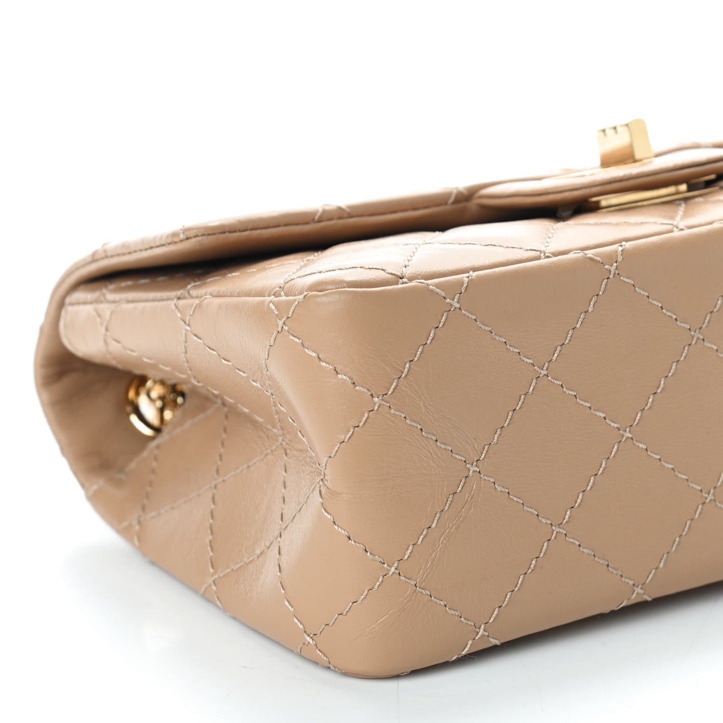 Aged Calfskin Quilted 2.55 Reissue Mini Flap Beige
