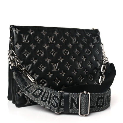 Louis Vuitton Lambskin Embossed Monogram Coussin MM Black Gray 3 of 8