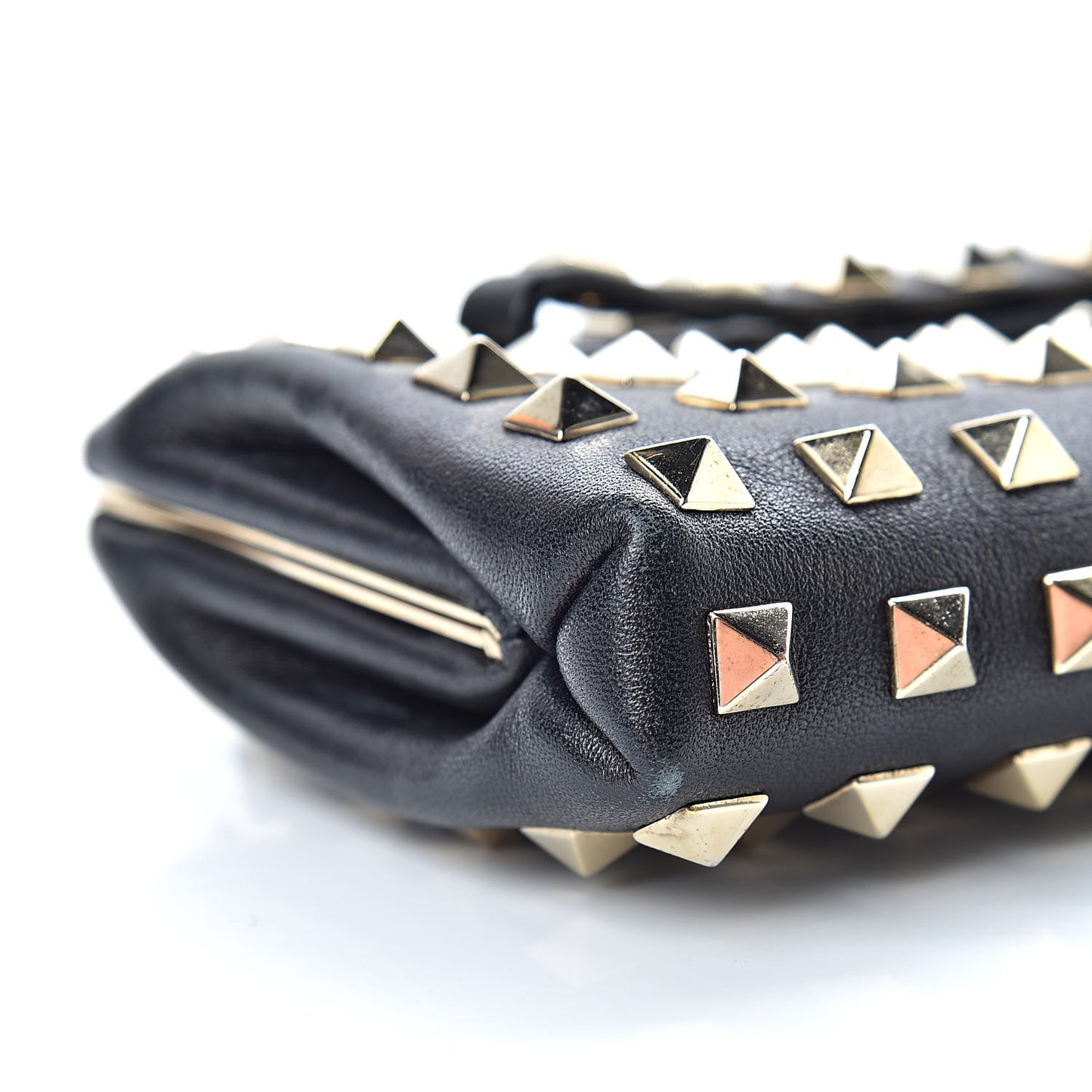 Lambskin Rockstud All Over Clutch Black