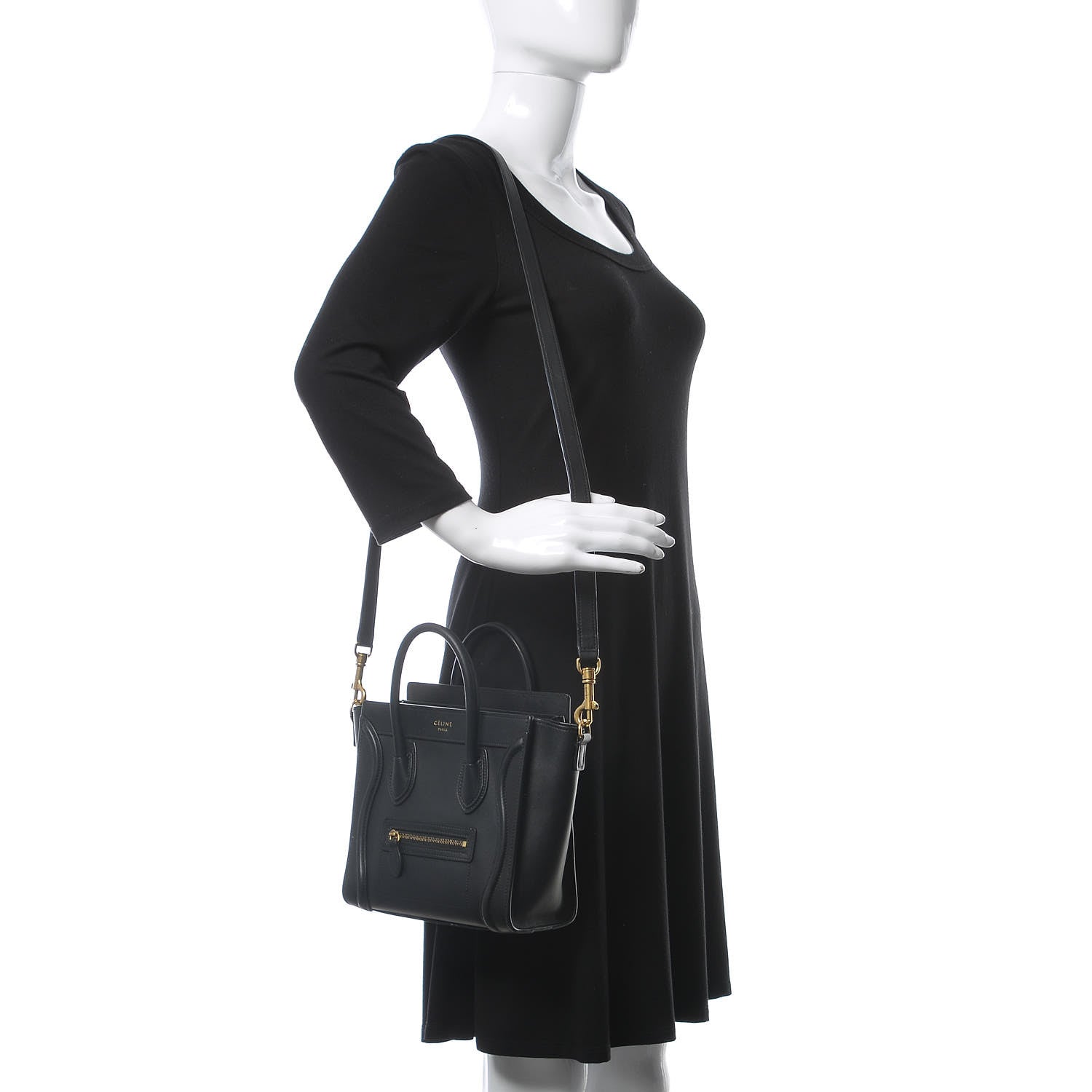 Celine Smooth Calfskin Nano Luggage Black 2 of 14
