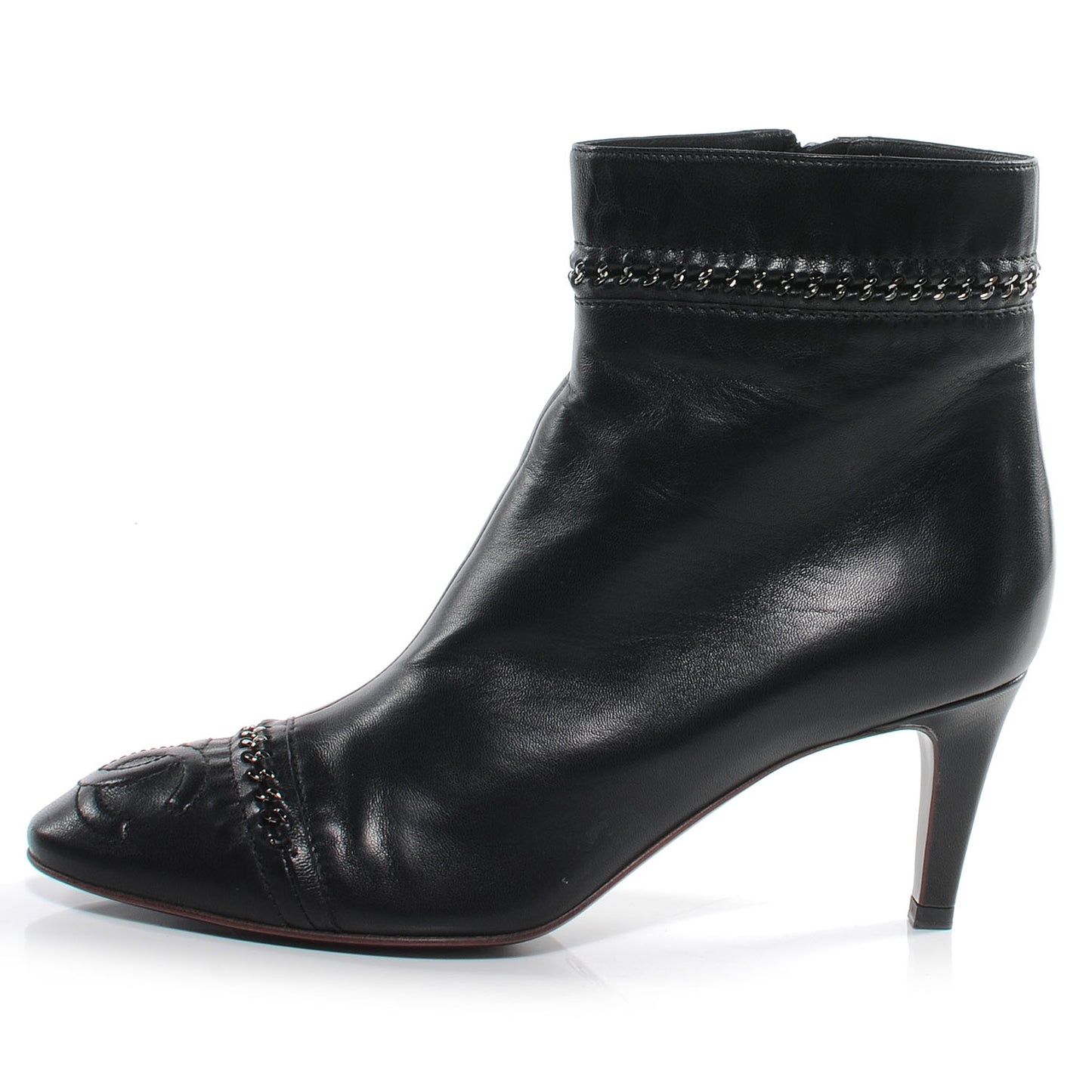 Lambskin CC Chain Short Boots 40.5 Black