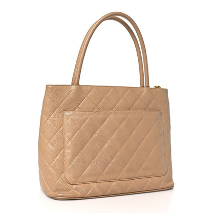 Chanel Caviar Quilted Medallion Tote Beige 3 of 12
