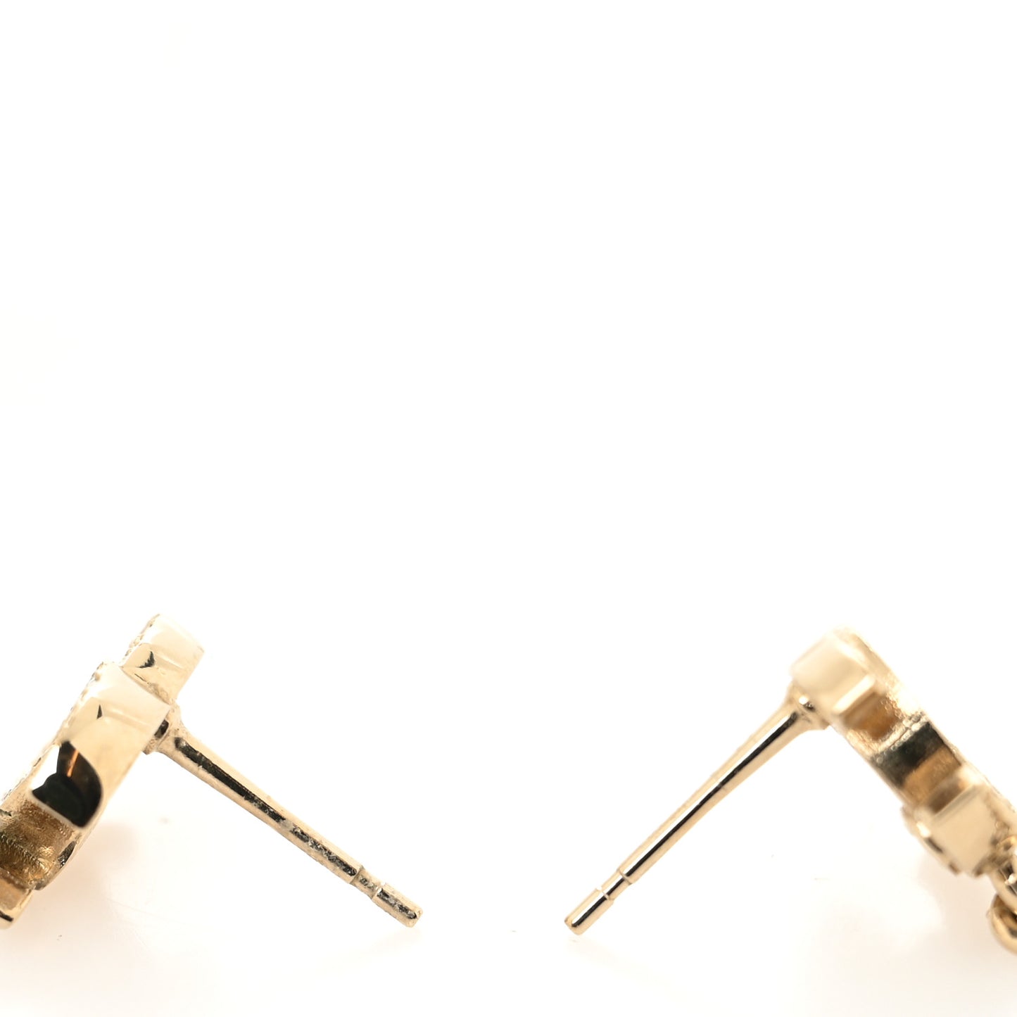 Metal Crystal CC Chain Cuff Earrings Gold