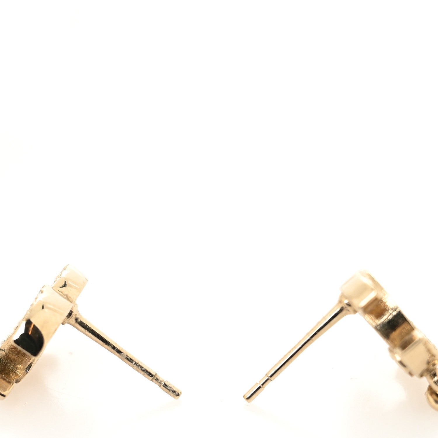 Chanel Metal Crystal CC Chain Cuff Earrings Gold 2 of 3