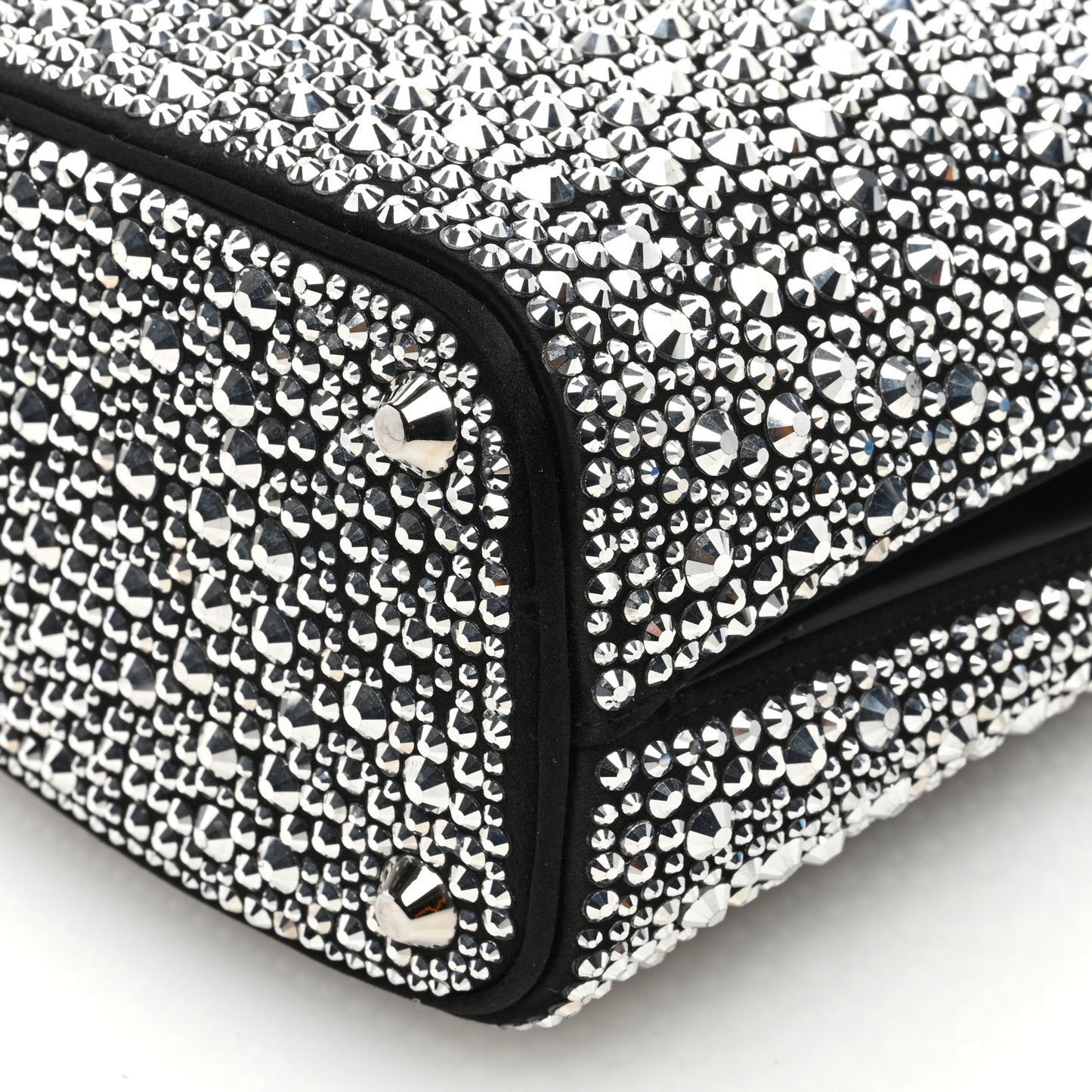 Satin Crystal Small Panier Bucket Bag Metal
