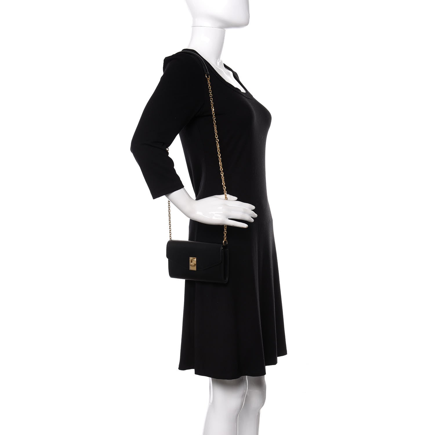 Celine Shiny Smooth Calfskin C Wallet On Chain Bag Black 2 of 10
