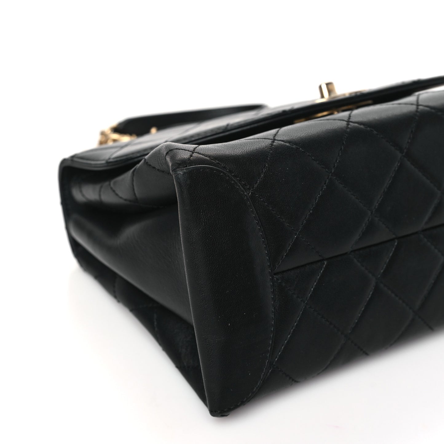 Lambskin Quilted Large Trendy Spirit Top Handle Bag Black