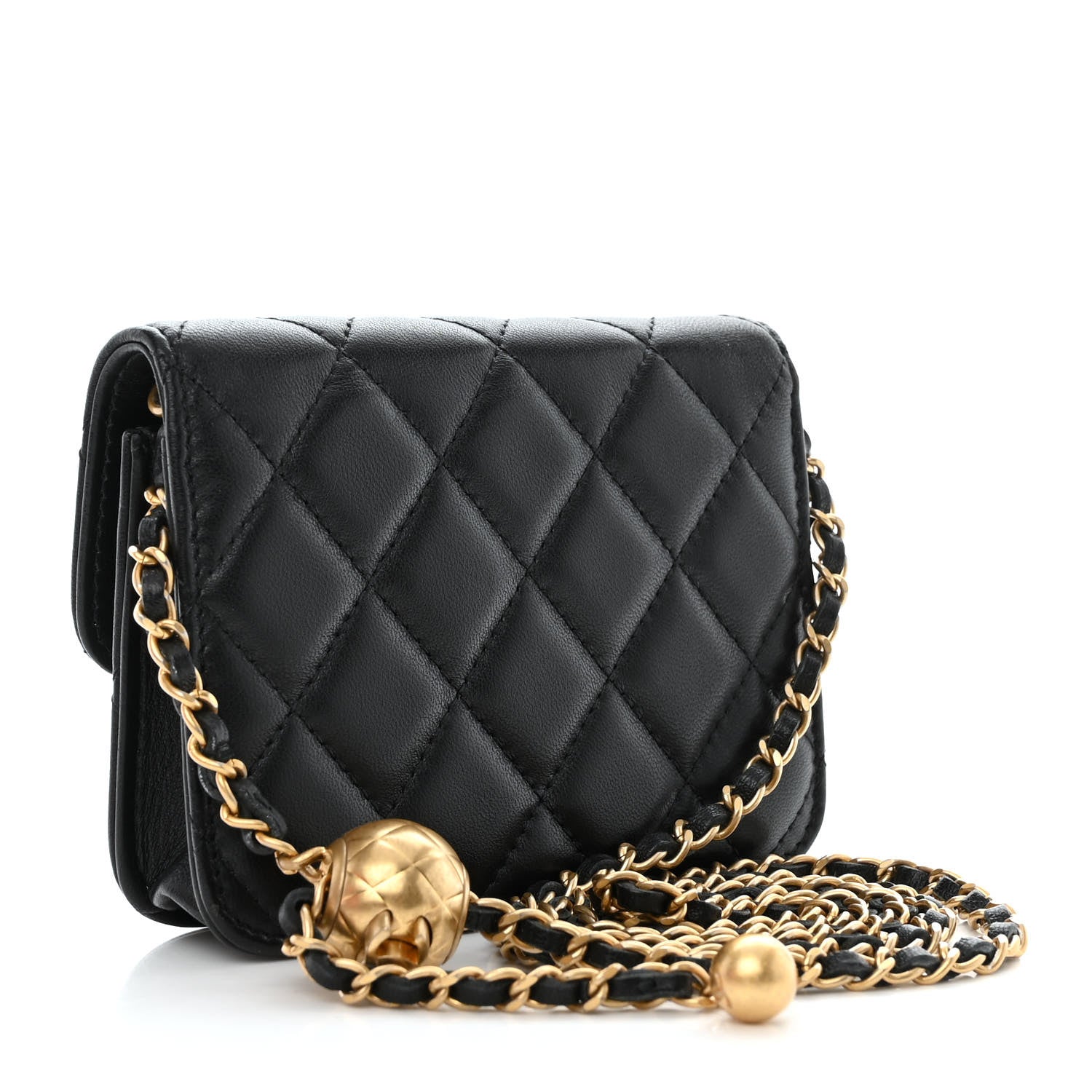 Chanel Lambskin Quilted Pearl Crush Clutch With Chain Black 3 of 12