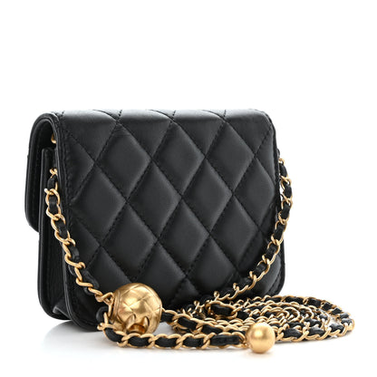 Chanel Lambskin Quilted Pearl Crush Clutch With Chain Black 3 of 12