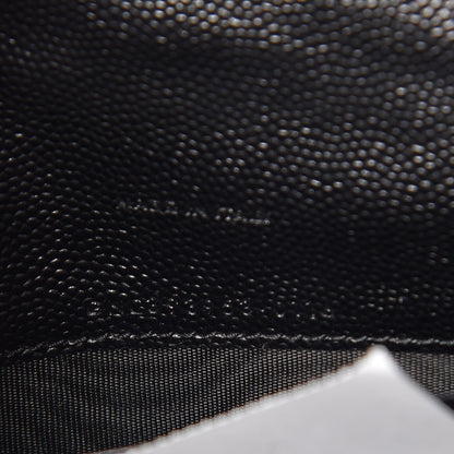 Saint Laurent Grain De Poudre Matelasse Chevron Monogram Envelope Chain Wallet Black 8 of 11