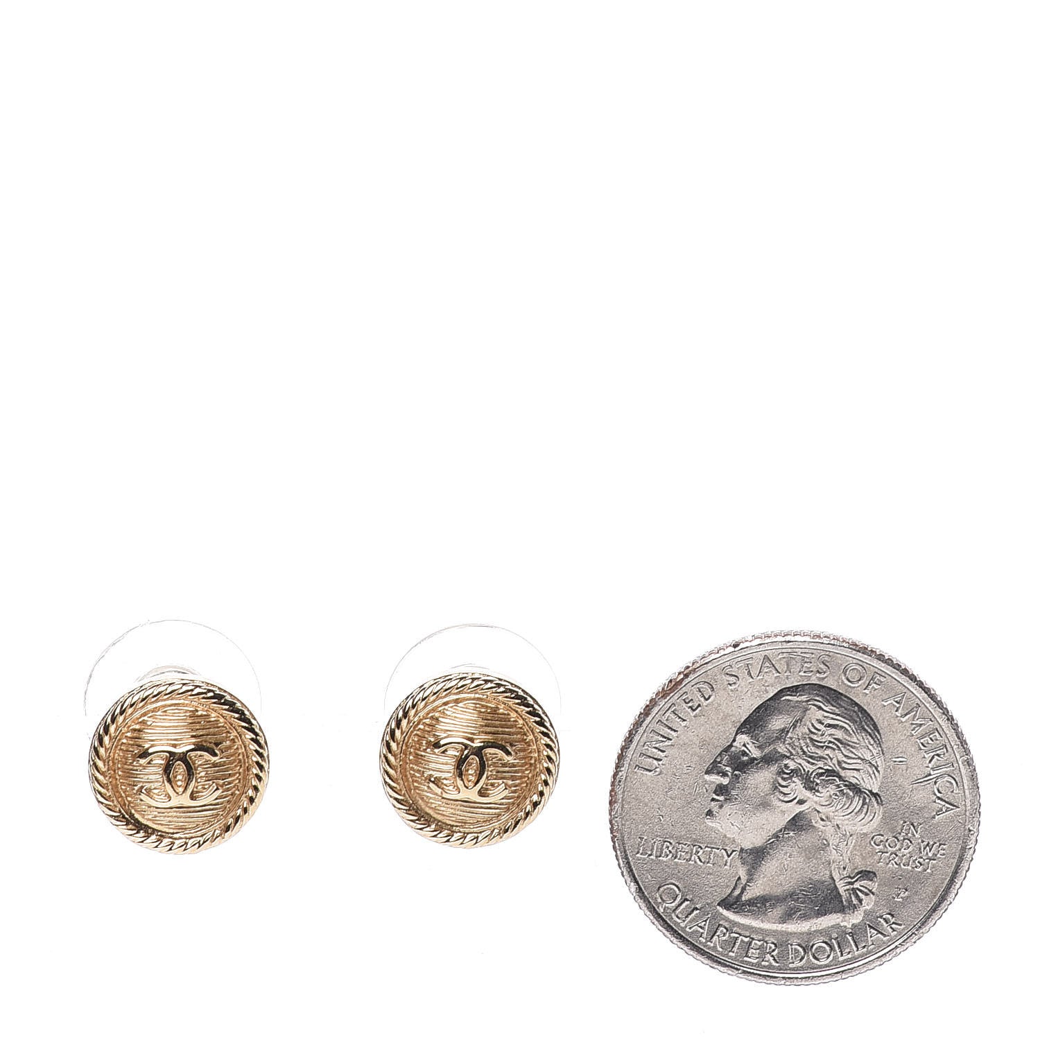Chanel CC Button Earrings Gold 2 of 5