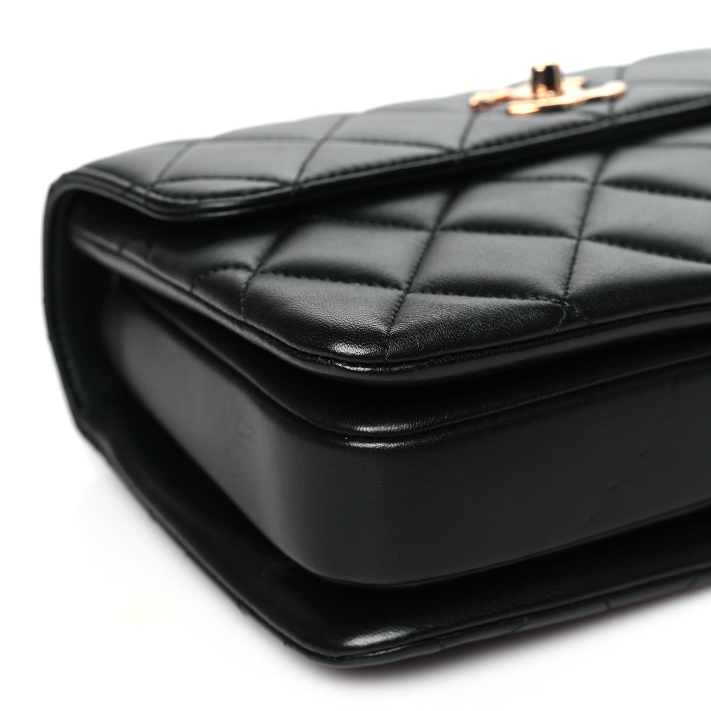 Lambskin Quilted Small Trendy CC Dual Handle Flap Bag Black