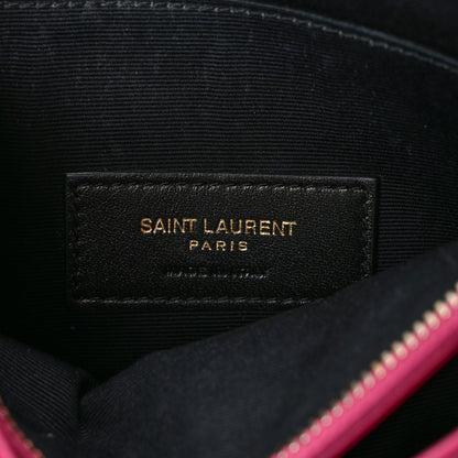 Saint Laurent Grain De Poudre Chevron Monogram Bill Pouch Fuxia Couture 6 of 7