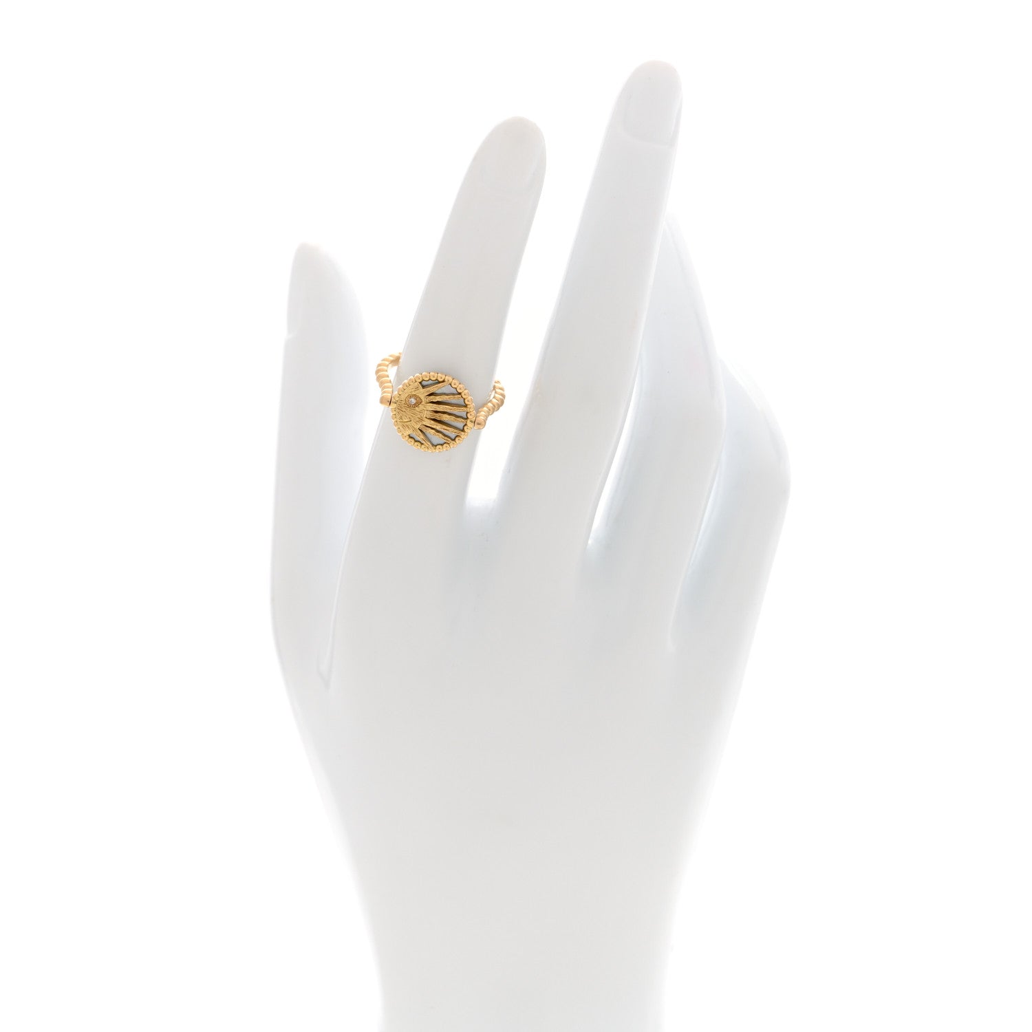 Christian Dior 18K Yellow White Gold Diamond Black Onyx Mother of Pearl Rose Celeste Ring 51 5.75 2 of 5