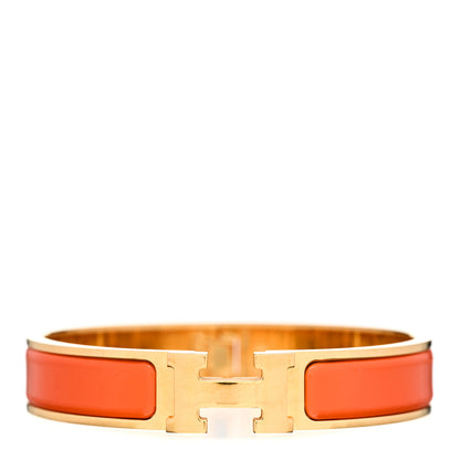 Hermes Enamel Narrow Clic Clac H Bracelet GM Orange 1 of 3