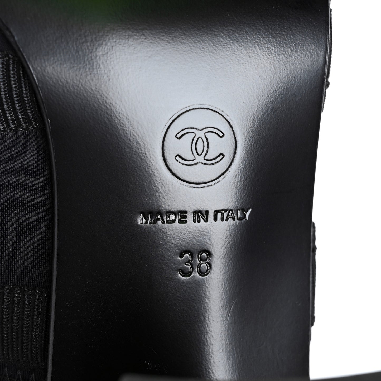Fabric Metal CC Logo Sandals 38 Black