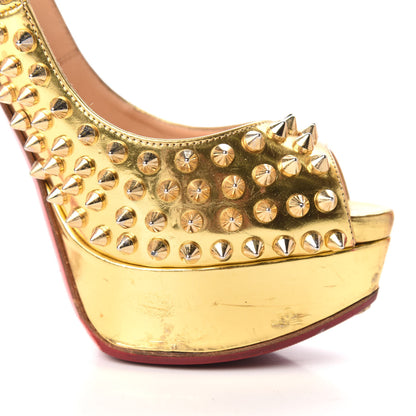 Christian Louboutin Specchio Lady Peep Spikes 150 Pumps 37 Gold 10 of 11