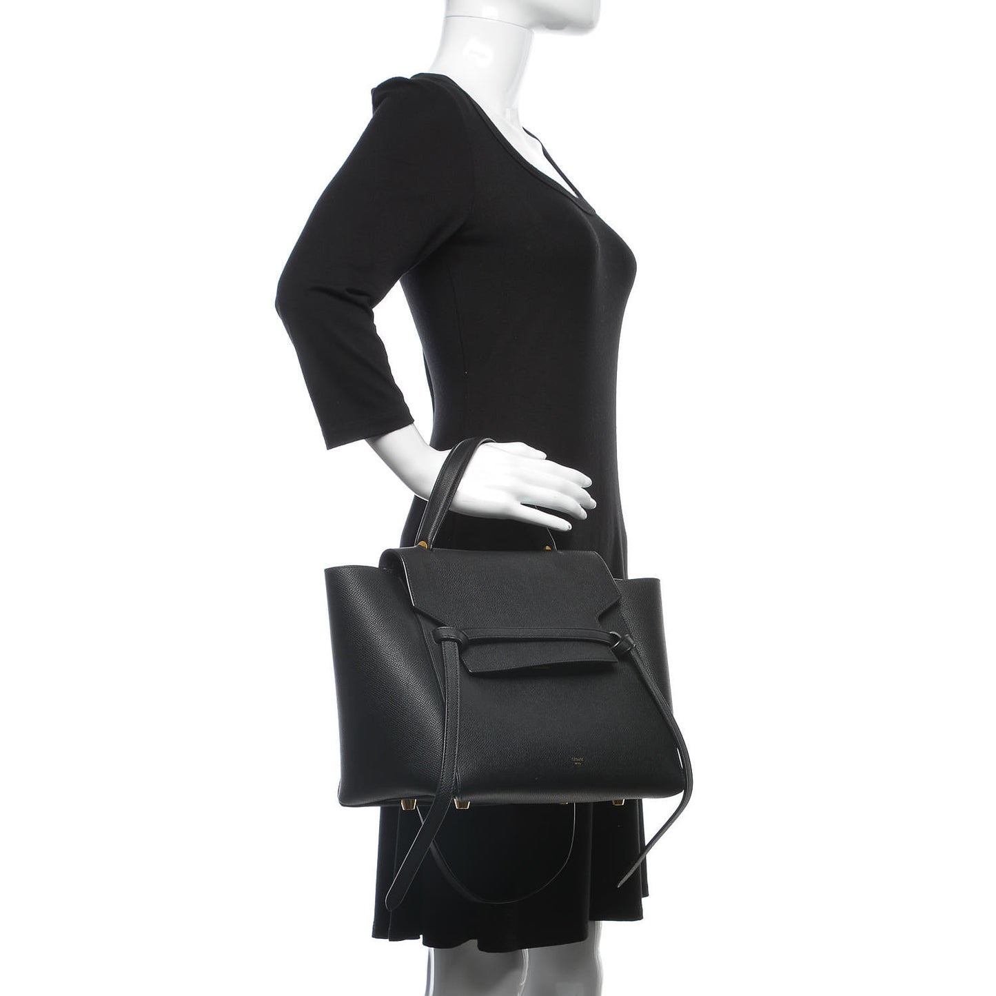 Grained Calfskin Mini Belt Bag Black