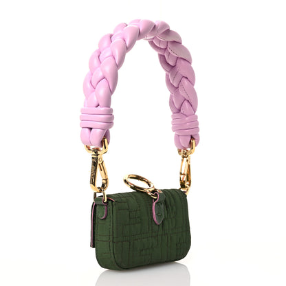 Fendi Nylon Nappa FF Stitched Nano Baguette Maxi Handle Charm Green Pink 3 of 14