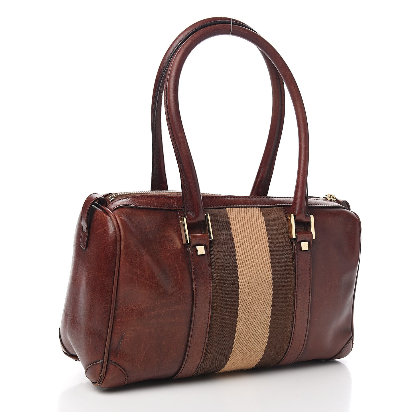 Calfskin Vintage Web Boston Brown