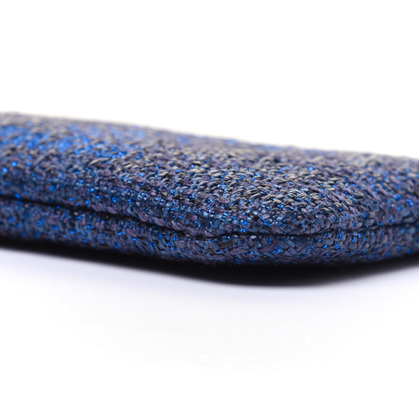Woven Straw Raffia Deauville Cosmetic Pouch Blue