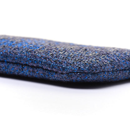 Chanel Woven Straw Raffia Deauville Cosmetic Pouch Blue 7 of 11