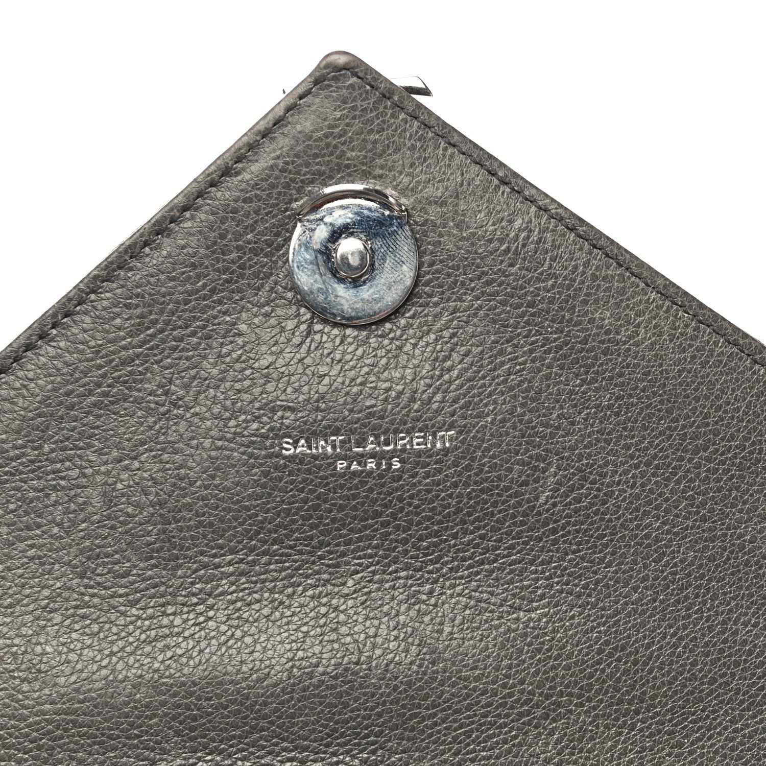 Saint Laurent Grained Calfskin Matelasse Chevron Monogram Medium College Bag Grey 10 of 18